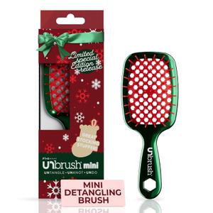 UNbrush Mini Holiday Hair Brush for Pain-Free Brushing On All Wet/Dry Hair Types (Holly Green)