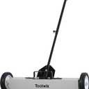Toolwiz Magnetic Pick Up Sweeper with Wheels 24-inch Large Magnet Pickup Lawn Sweeper Roofing Tools, 33Lbs Yard Tools with Telescoping Holder and Quick Release Latch for Heavy Duty Metal Clean up