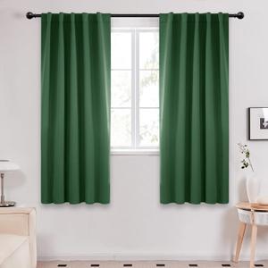 Deconovo Blackout Curtain Panels for Kids Bedroom - Room Darkening Back Tab and Rod Pocket Curtains, 42x72 Inch, Dark Forest, 2 Panels, Adult