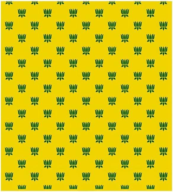 SATVIK 8x4ft. Yellow Fabric Backdrop for Pooja Pujan Decoration Lotus Floral Print Indian Traditional Festive Puja Cloth Mehndi Haldi Flower Curtain Wedding Anniversary Bridal Baby Shower Wall Banner (DESIGN 1)
