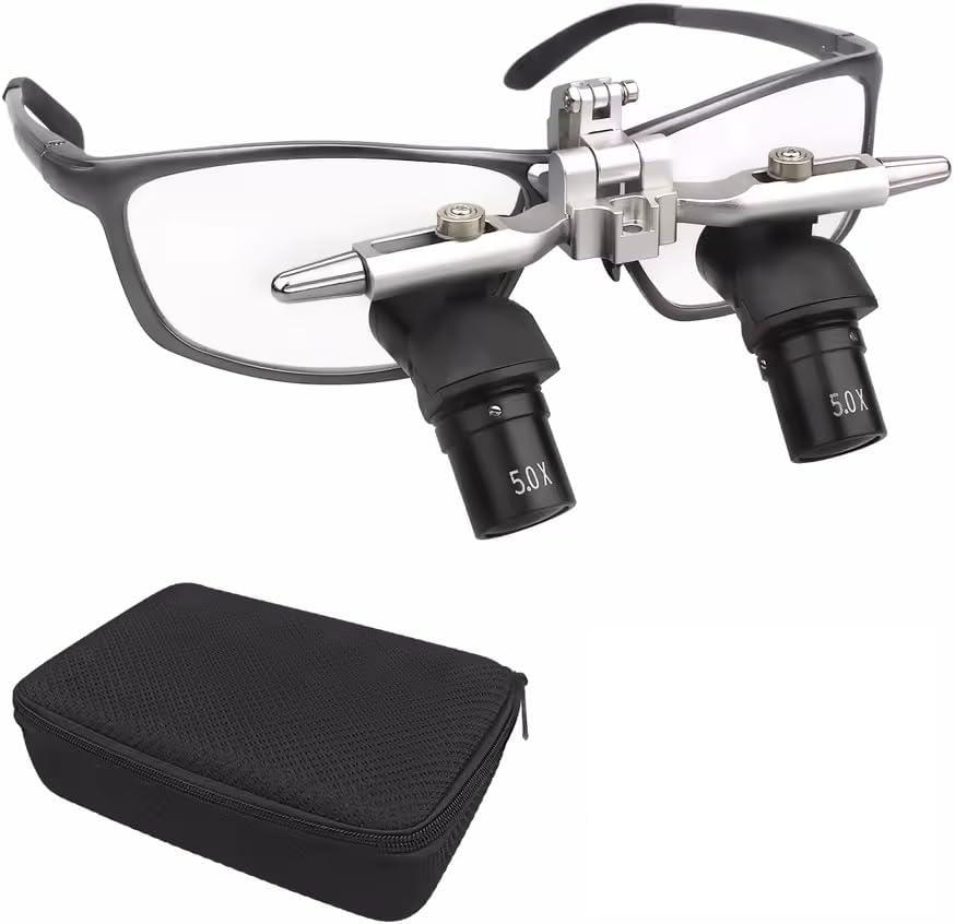 5.0X Binocular Loupe Dental 48 Ergo Loupes Adjustable Working Distance Surgical Magnifying Glasses Tools (5.0X)