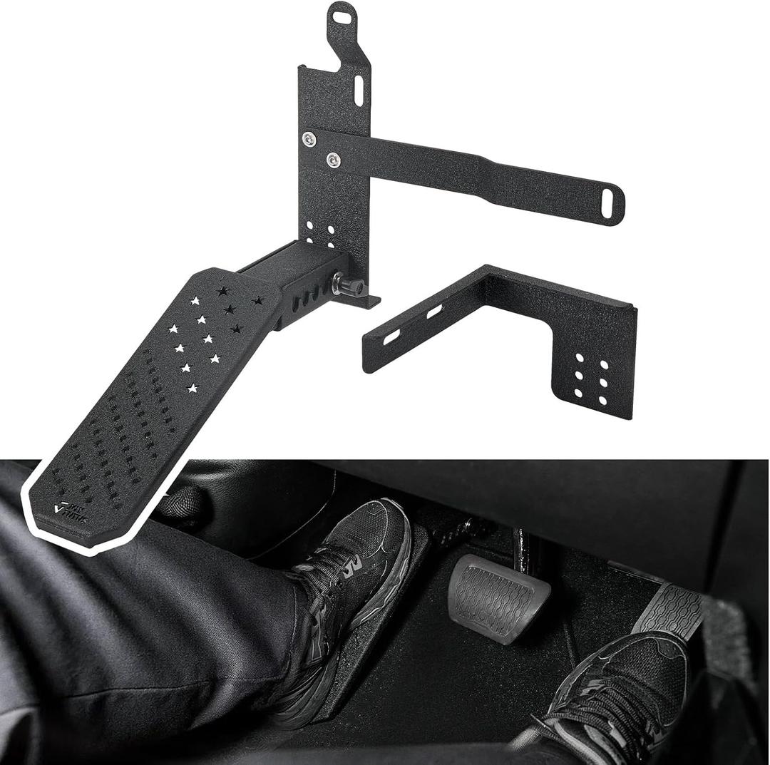JOYTUTUS Dead Pedal Foot Rest Pad Compatible with 2007-2026 Wrangler JK JL 4X4 4XE & Gladiator JT No Drilling Left Side Foot Rest Kick Panel with Anti-Slip Surface & American Flag Design