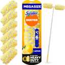 Swiffer Duster Kit with 6 ft Super Extendable Handle, Heavy Duty Starter Kit with 8 Refills, Lemon Scent