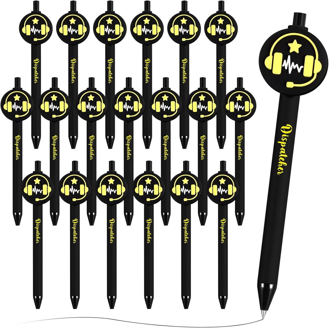 Sayglossy 20 Pcs 911 Dispatcher Gift Pen Bulk, National Public Safety Telecommunicator Appreciation Week Gift Accessories Funny Ballpoint Pens for 911 First Responders Birthday(Classic)