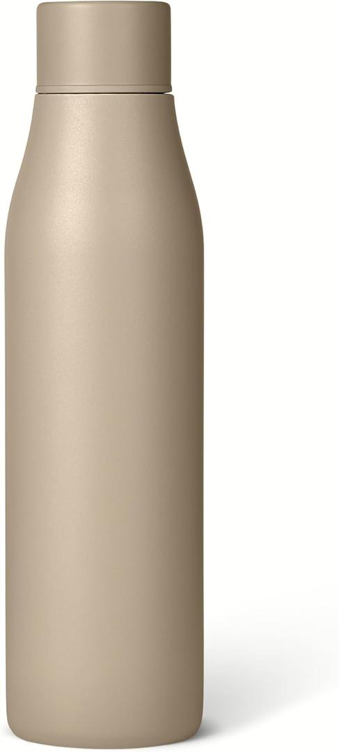 Amazon Basics Insulated Stainless Steel Water Bottle, Leak-Proof, Double-Wall, 20 oz., BPA-Free, Linen Gray