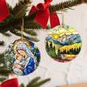 Christmas Ornaments, 2.8 Inch Ceramic Hanging Ornament, Christmas Tree Ornaments, Xmas Decorations, Holiday Decorations, Holiday Party Gifts, and Xmas Gift Ideas - Mountain Range
