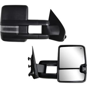 Towing Mirrors Compatible for 2014 15 16 17 2018 for Chevy Silverado GMC Sierra Rear View Mirrors Black Housing with Power Heated Turn Signal Light (Set of 2)