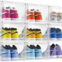 9 Pack X-Large Shoe Storage Box, Thicken&Sturdy with Clear Magnetic Door, Stackable Shoe Organizer with Solid Plastic, Drop Front Shoe Box for Sneaker Display Fit up to US Size 12