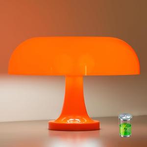 DIVEKID Cordless Mushroom Table Lamp, Rechargeable Orange Bedside Lamp with Touch Control and 3 Color Stepless Dimming, Portable Desk Lamp for Dinner/Restaurant/Bedroom (W11'' x H7.67'')