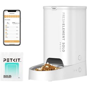 PETKIT Automatic Cat Feeder, 2.4G WiFi Automatic Dog Feeder, App Control Pet Food Dispenser with Triple Fresh-Lock System, Up to 10 Meals Per Day, Schedule Feeding, Food Shortage Alert, 3L Capacity (White with USB Cable)