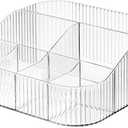 DASITON Large Capacity Makeup Brush Holder,8 Slot Makeup Brush Cup,Vintage striped Make Up Brush Holder,for Vanity Decor,Bathroom Countertops,Desk Storage Container,Cosmetic Display cases(Clear-XL)