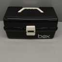 TERGOO 12in Three-Layer Multipurpose Storage Box Organizer Folding Tool Box/Art & Crafts Case/Sewing Supplies Organizer/Medicine Box/Family First Aid Box with 2 Trays (Black)