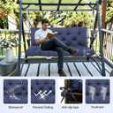 Porch Swing Cushions 60x40 Inch, 5" Extra Thick Waterproof Outdoor Swing Seat Cushion with Backrest & 8 Non-Slip Ties PP Cotton + Memory Foam Fill, Fade-Resistant 3-Seater Replacement for Patio Bench