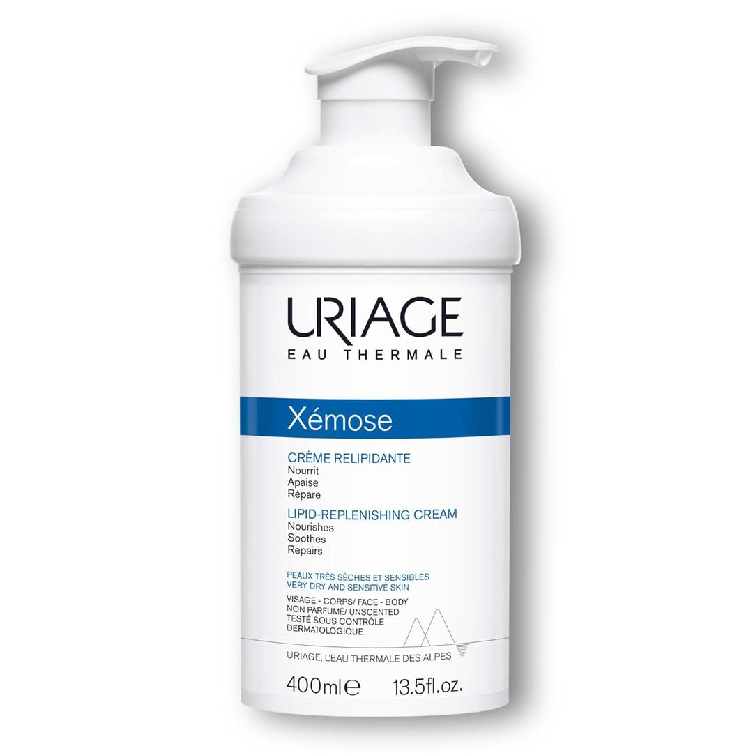 Uriage Xemose Lipid-Replenishing Body Cream, For Dry To Very Dry Skin With Shea Butter, Soothes Discomfort Sensations, Long-Lasting Hydration, Face & Body, Paraben & Fragrance-Free (13.5 Fl Oz (Pack of 1))