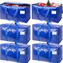 TICONN 6 Pack Extra Large Moving Bags with Zippers & Carrying Handles, Heavy-Duty Storage Tote Moving Boxes for Space Saving (Blue)