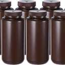 PATIKIL 24 Pcs 1000ml Reagent Bottles, PE Wide Mouth Round Bottles with Screw Cap for Lab Water Reagent Liquids Solid Sample Storage Seal, Amber