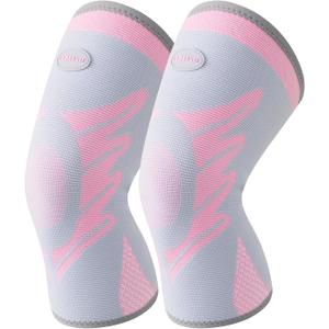 Sports Slim Knee Braces for Women - No-Slip Knee Compression Sleeve for Dance, Yoga, Knee Support for Knee Pain, Joint Pain Relief (Crystal Rose, M, 2 Pack)