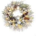 Briful Christmas Wreaths for Front Door 24" Christmas White Snow Flocked Door Wreath with Balls Ornaments Pinecone Berries for Xmas Room Fireplaces Walls Home Indoor/Outdoor Porch Decor