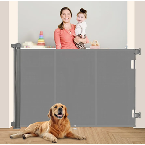 71 inch Retractable Baby Gates 48 inch Tall, Retractable Gate with Reinforced Strip Design to Prevent Crawling Through, 6 FT Retractable Dog Gate for Stairs, Doorways, Hallways,Gray