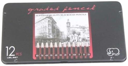 Mutual Trade Set of 12 Ulson Graded Black Lead Pencils from 8B to 2H, Sketching & Draw MQ-008