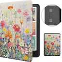 MOROCK Case for All-New 7" Kindle Paperwhite and Colorsoft Paperwhite Signature Edition(12th Generation-2024 Released),Premium Lightweight PU Leather Cover with Hand Strap, Auto Wake/Sleep, Blossoms