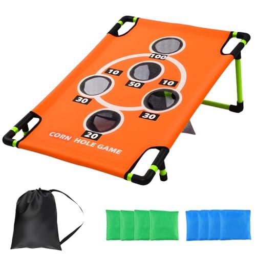 2026 Upgraded Arcade Style Cornhole Board with 8 Bean Bags|3x2 FT Regulation Corn Hole Games|15+ Multi-Games| Durable All-Weather Fabric for Outdoor Fun Camping Travel Beach Yard Backyard Lawn
