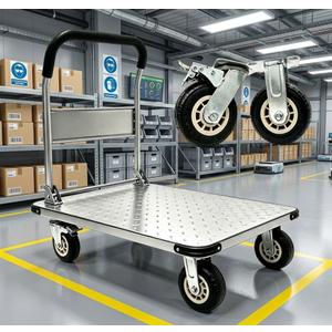 Heavy Duty Steel Platform Truck, 2000 Lbs, 43" x 26", 6" Swivel Casters, Industrial Cart for Warehouse