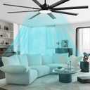 74in Aluminum Ceiling Fan of 10000CFM High Airflow with Light and Remote Control,Outdoor/Indoor ceiling fan with Noiseless Reversible DC Motor 6 Speeds with 3 CCT/Dimmable/Timer for Living Room Patios (72 inch)