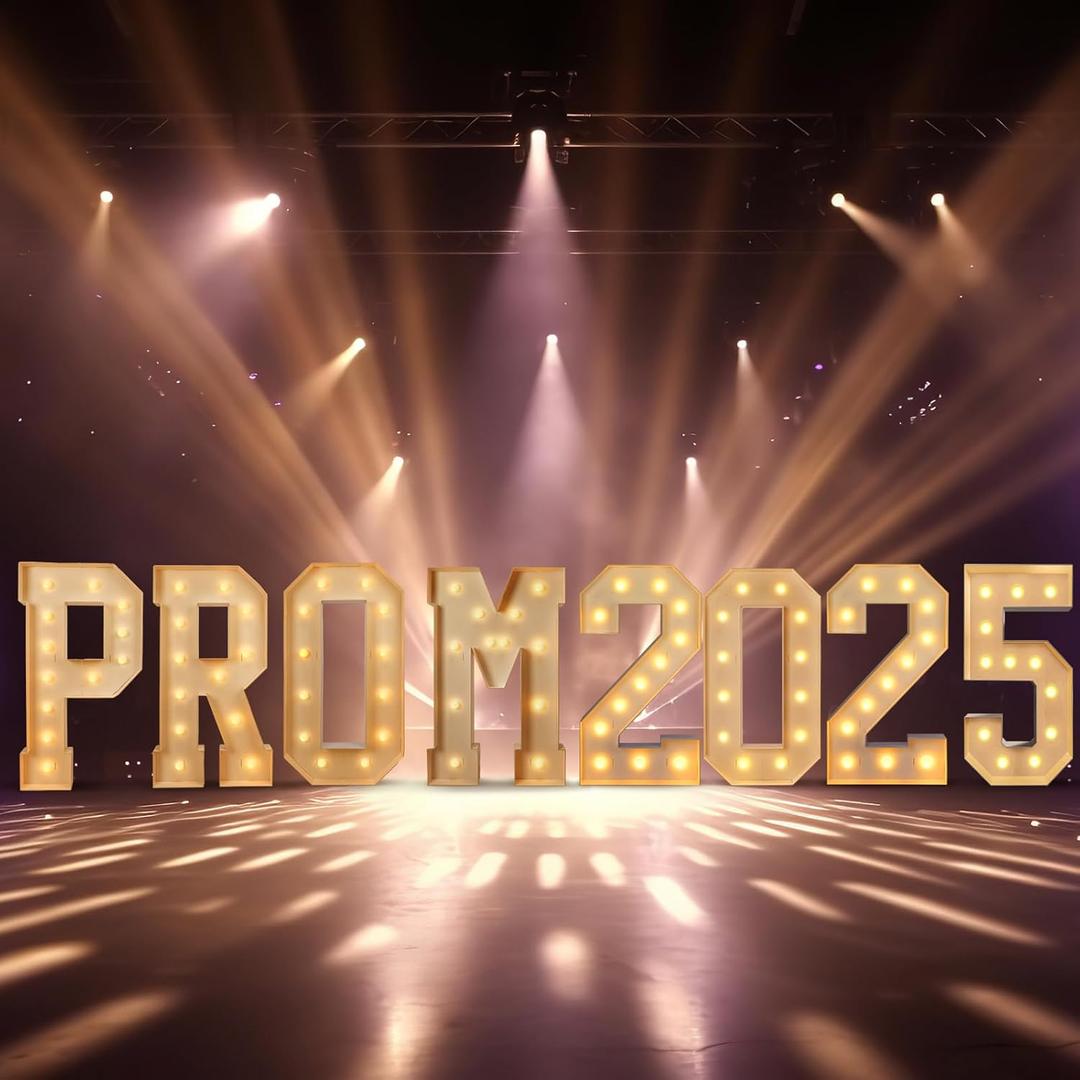 8 Pcs 4 ft Prom Grad 2025 Marquee Light Letters Numbers Class of 2025 Large Sign LED Number Letter with String Lights for High School College Graduation Decorations Party(Prom 2025)