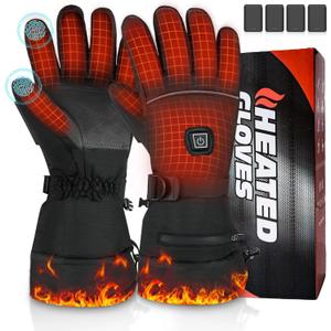 Heated Gloves for Men Women, 5V 6000mAh Rechargeable Hand Warmer Gloves with Touchscreen, Waterproof Electric Heating Glove for Riding, Hunting, Skiing, Hiking, Outdoor Work (X-Large)