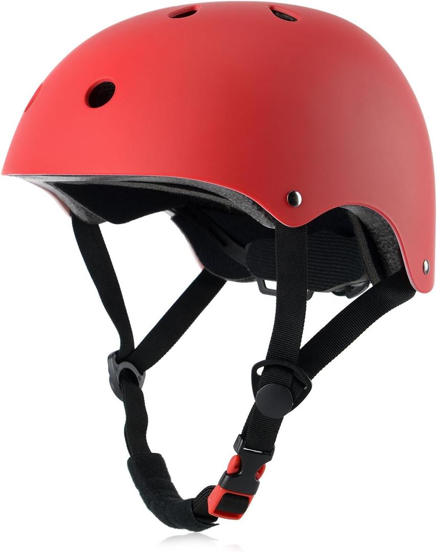 Kids Bike Helmet, Adjustable and Multi-Sport, from Toddler to Youth (Small: 18.9" - 21.3", Red)