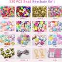 SUIMZESTI 521Pcs Colorful Bead Keychain Making Kit for Women, Acrylic Bag Charm Making Kit, Beads for Key Chain Bracelet Jewerly Making Kit