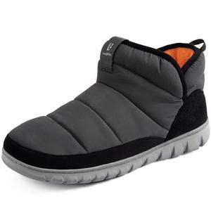 LongBay Mens Bootie Slippers with Memory Foam Indoor Outdoor Warm House Shoes Sport Lounge Camping Boots (9-10, Grey)
