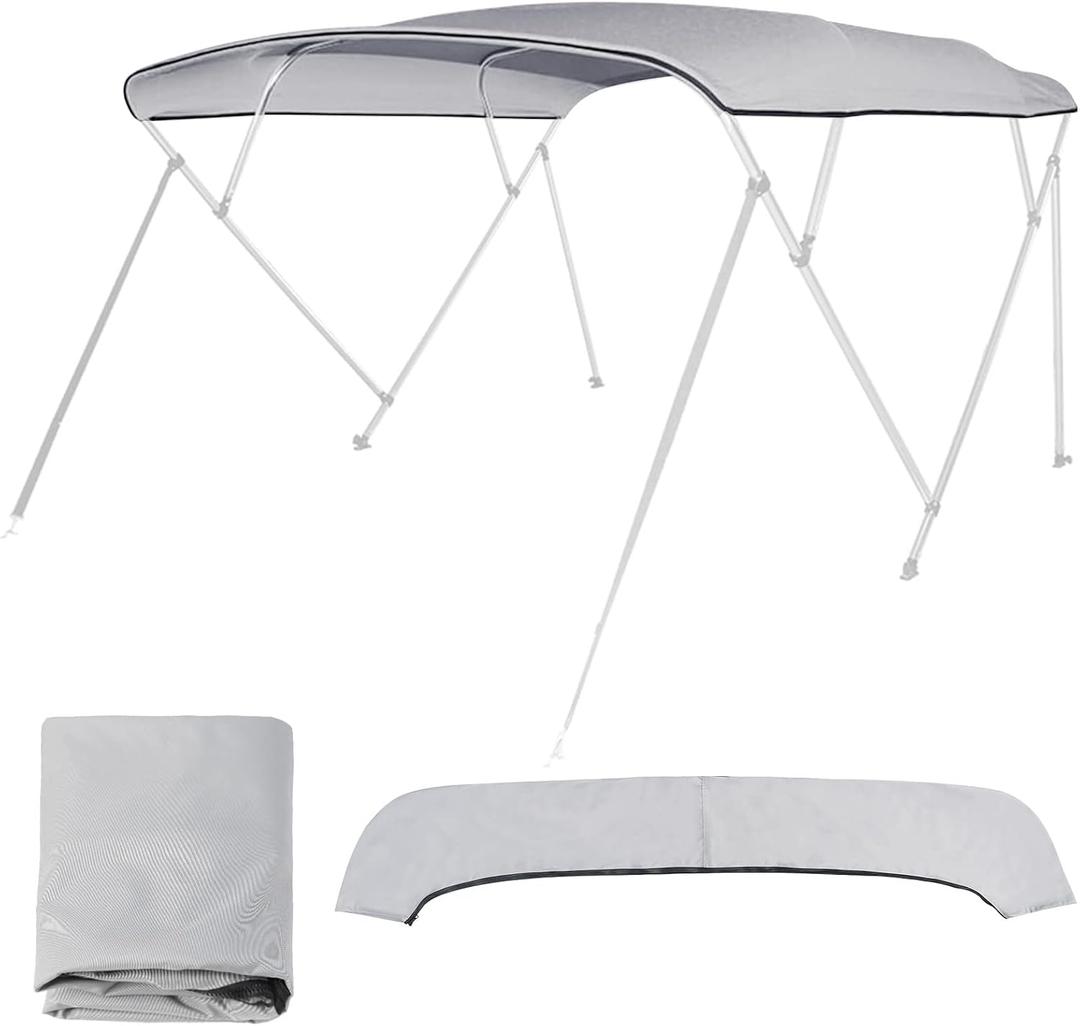 4 Bow Bimini Top Replacement Cover Waterproof 600D Sun Shade Boat Canopy with Storage Boot,Blue/Gray 54''-103''W x 96''L x 54''H