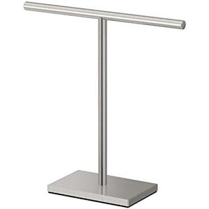 Gatco 1444SN, Modern Rectangle Base Freestanding Countertop Towel Holder, Satin Nickel / 10.50"W x 11.13"H T-Shape Style Countertop Hand Towel Holder for Bathroom, Kitchen/ Fingertip Towel Rack