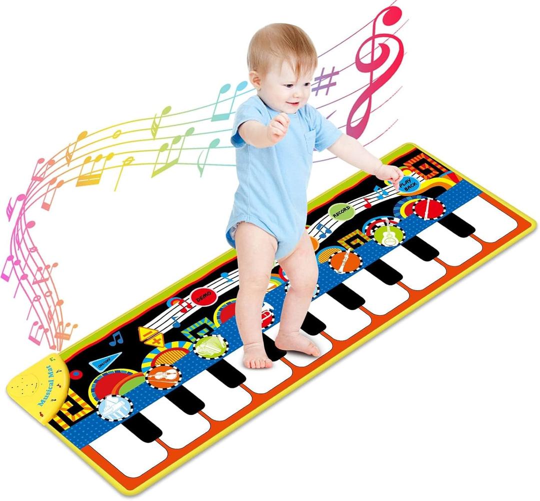 Cyiecw Piano Mat, Toddler Toys Musical Mat with 25 Music Sounds Floor Piano Keyboard Mat Carpet Touch Playmat Educational Toys for Baby Kids Boys Girls 1 2 3+ Year Old