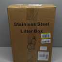 Stainless Steel Cat Litter Box with Lid,XL,19.7 L x 13.8 W x 11.8H Deep,Large Metal Litter Box with High Side,for Small and Large Cats,Anti-Leakage Non-Sticky Easy Cleaning Include Litter Scoop