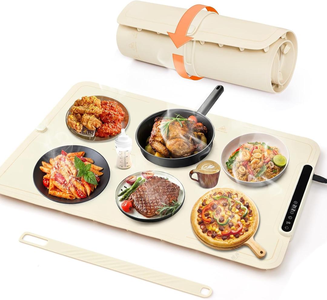 Warming Mat For Food Extra Large- 24"x16" Electric Warming Trays for Buffets Party, Food Warmers For Thanksgiving, Christmas House Warming Gift, Portable Heating Mat with 9 Temp Settings & 6H Timer
