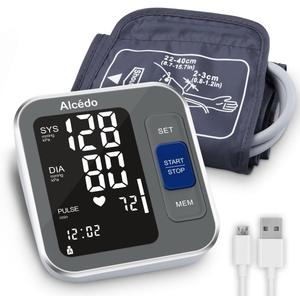 Alcedo Blood Pressure Monitor for Home Use, Automatic Digital BP Machine with Large Cuff for Upper Arm (Black Backlit Screen)
