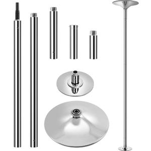 Yaheetech Professional Dance Pole Spinning Static Dancing Pole Portable Removable 45mm Dance Pole Kit for Exercise Club Party Pub Home w/Tools, Silver