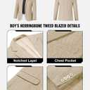 Herringbone Tweed 3 Piece Boys Suits Wool Blend Formal Party Dinner Tuxedo Set Outfit Suit Kids Suit Jacket Blazer Vest Pants for Boy Beige 5