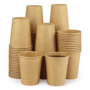 Kraft 100 Pack Paper Cups - 8 Oz Hot Compostable Cups for Coffee, Water & More