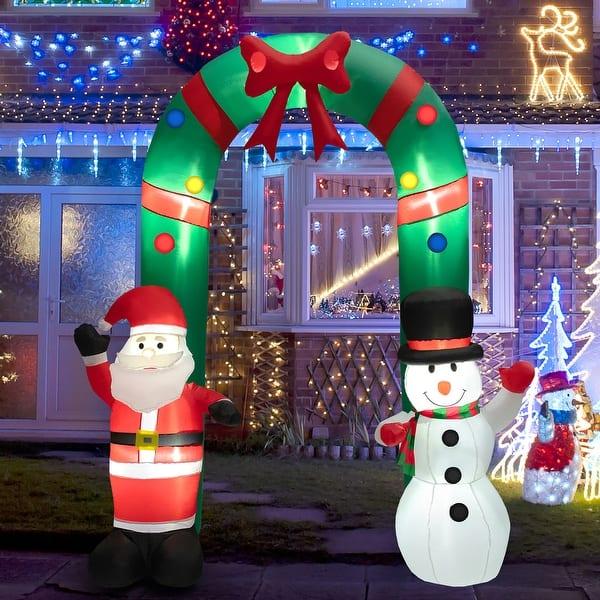 8FT Christmas Inflatable Archway w/ Santa Claus & Snowman and - See Details