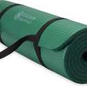 Gaiam Essentials 2/5" Thick (10mm) Yoga & Pilates, Fitness & Exercise Mat with Easy-Cinch Carrier Strap Cusion Support For Fitness and Gym Workouts (Green)
