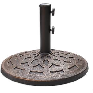 Helios&Hestia 42 lb Round Heavy Duty Resin Outdoor Umbrella Base Stand Weight for Patio Market Table Umbrella, Bronze