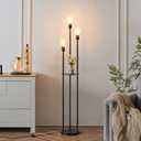 LEDIARY 65" Floor Lamp for Living Room 3-Light Modern Floor Lamps with Shelves, Glass Shades Standing Lamp with On/Off Foot Switch for Bedroom, Black Tall Lamp for Office Corner