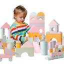 Set of 34 Jumbo Large Foam Blocks for Toddlers - Stacking Soft Blocks for Kids with Shapes & Colors Learning - Construction Building Preschool Toys - Giant Foam Bath Blocks for Toddlers 3-5 & above