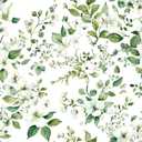 Floral Peel and Stick Wallpaper Boho Green and White Floral Contact Paper for Cabinets 17.3x393 Self Adhesive Removable Wallpaper for Bathroom Decoration Wall Paper for Bedroom Kitchen Vinyl Roll