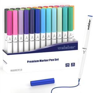 1.0 Tip Pen Set Compatible with Cricut Maker 3/Maker 4/Maker/Explore 3/4/Air 2/Air, Premium Marker Pen Set of 36 Pack Medium Point Pens for Writing, Drawing, DIY Crafts