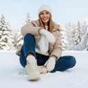 Snow Boots for Women Waterproof Shoes Ankle Fur Lined Booties Warm Insulated Winter Lightweight Shoes (10, White)